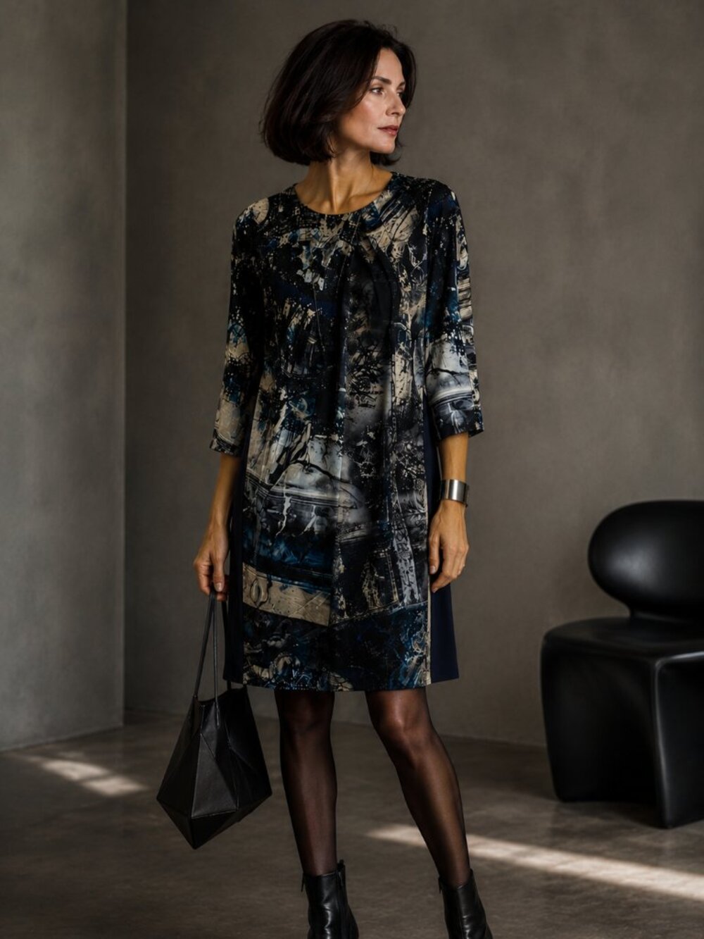 Jean Paul Berlin Abstract Long Sleeve Dress